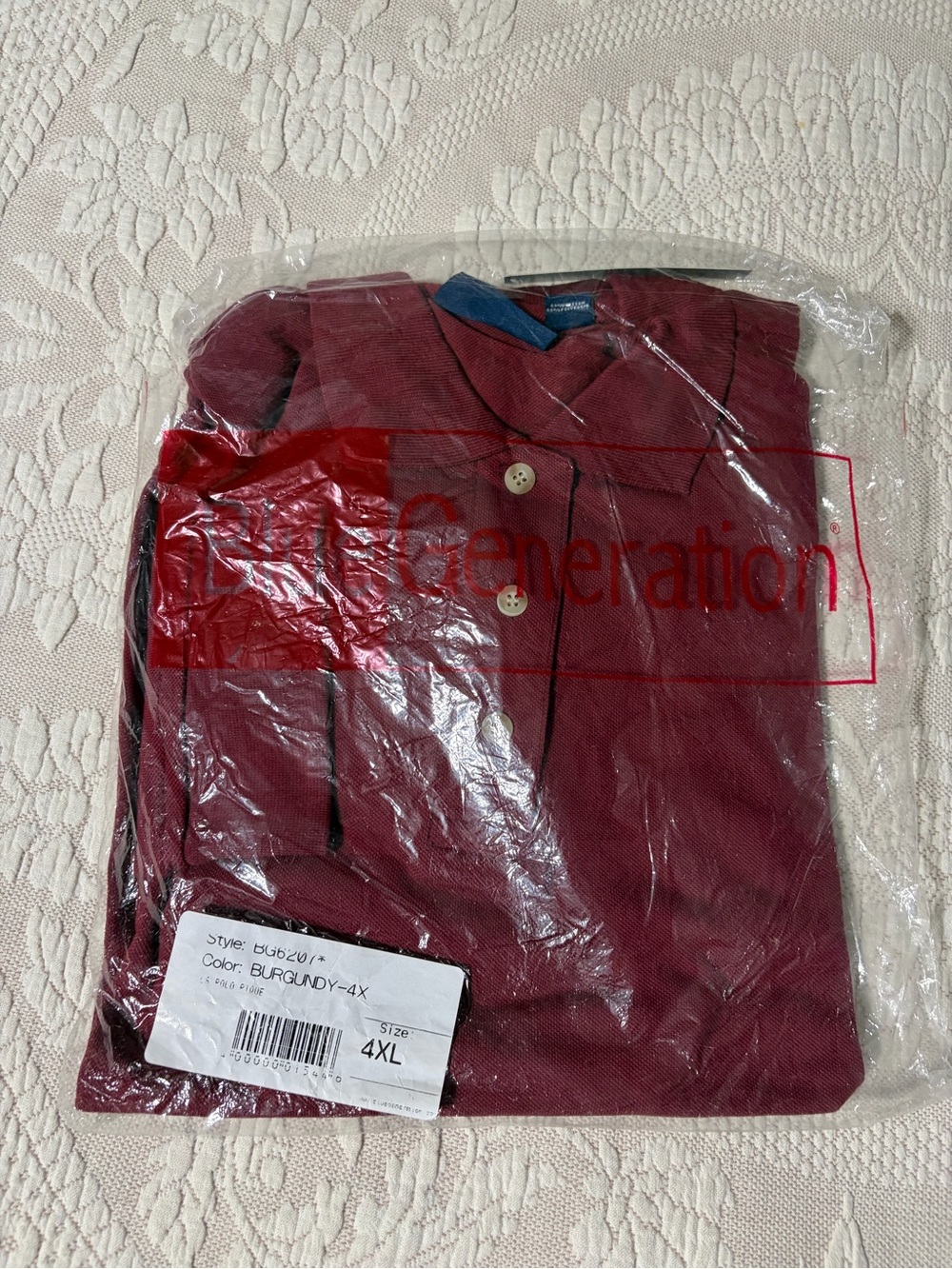 NWT Blue Generation Men's Burgundy Button-Up Shirt - 4XL